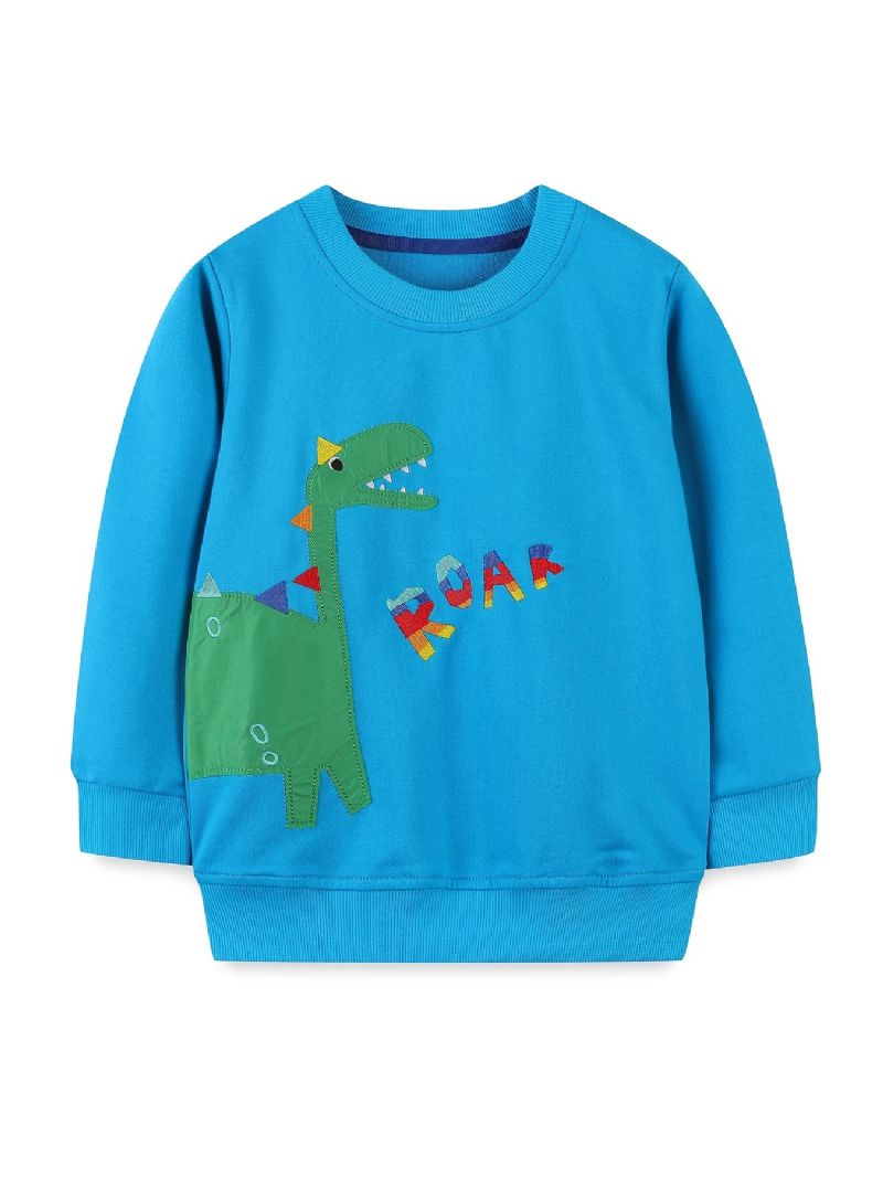 Pojkar Casual Crew Neck Tröja Med Tecknad Dinosaurietryck För Vintern