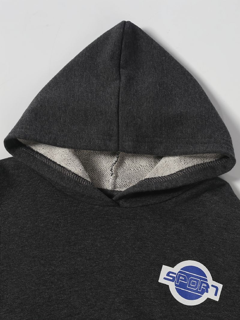 Pojkar Casual Letter Print Pocket Front Långärmad Hoodie Kläder