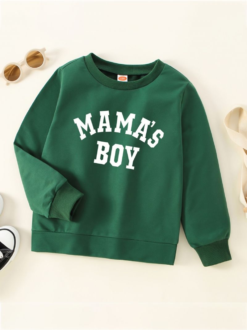 Pojkar Casual Simple Pullover Sweatshirt Med Mama's Print För Vintern