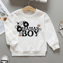 Pojkar Casual Simple Sweatshirt Med Mamas Cartoon Car Print För Vintern