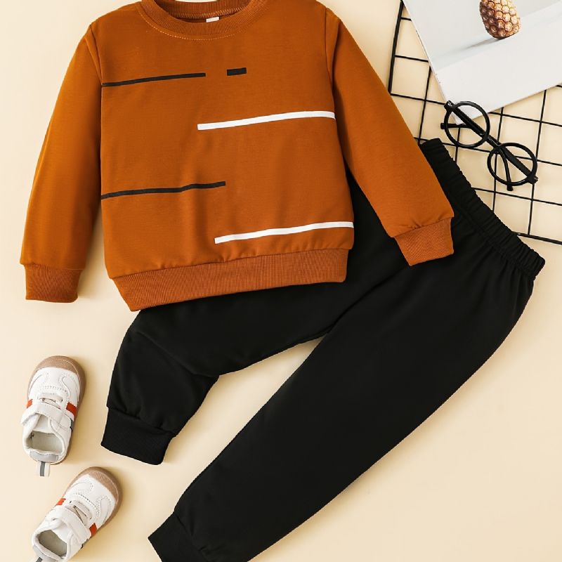 Pojkar Casual Sports Rund Neck Långärmad Sweatshirt & Sweatpants 2st