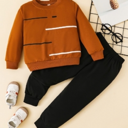 Pojkar Casual Sports Rund Neck Långärmad Sweatshirt & Sweatpants 2st