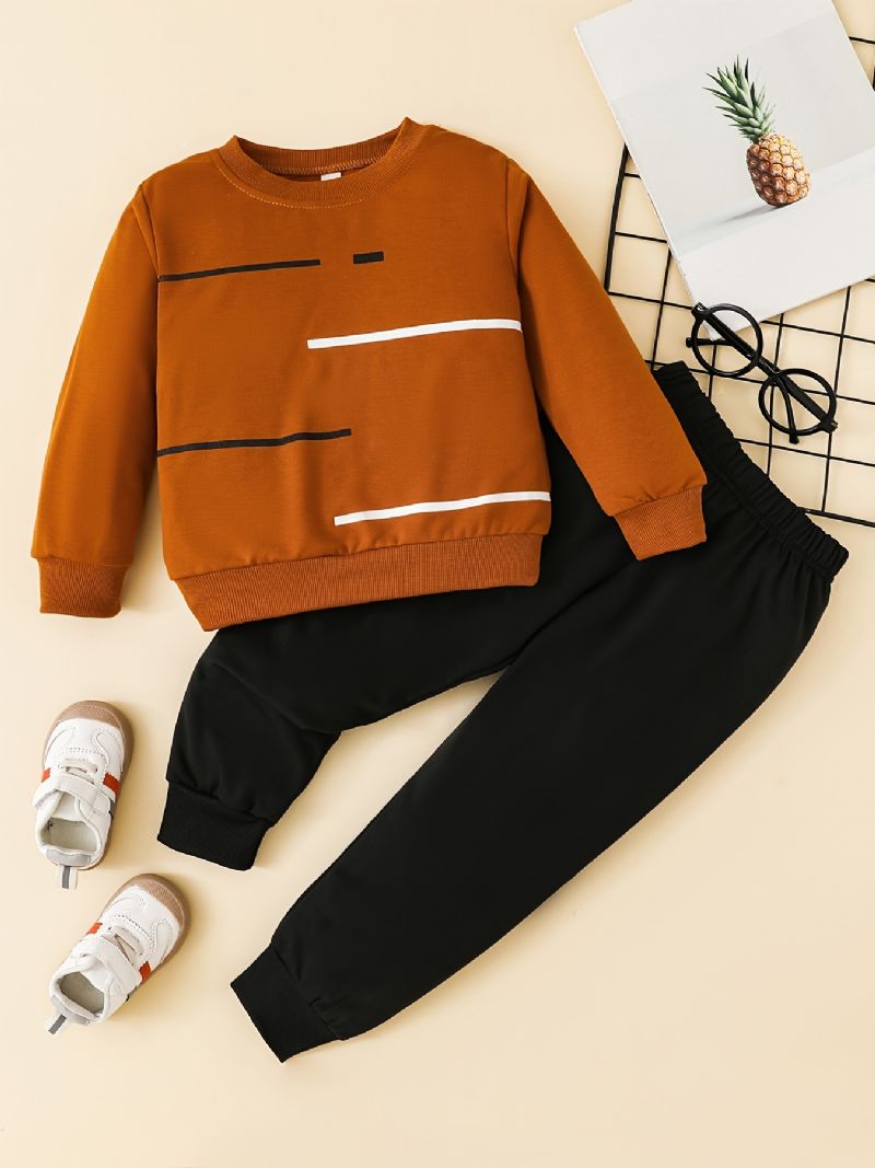 Pojkar Casual Sports Rund Neck Långärmad Sweatshirt & Sweatpants 2st