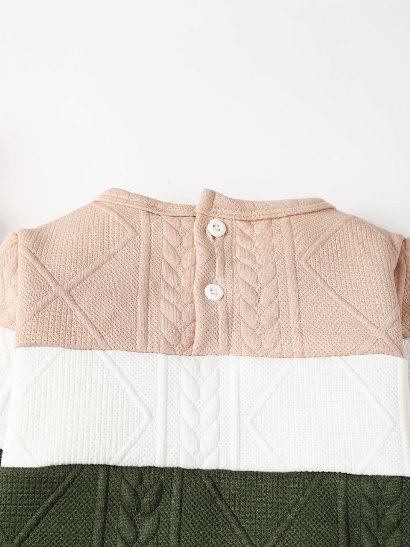 Pojkar Casual Stickad Color Block Pullover Top & Byxor Set För Vinter Kläder