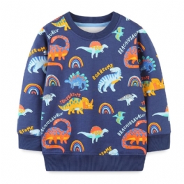 Pojkar Dinosaur Print Pullover Rundhalsad Långärmad Sweatshirt Barnkläder