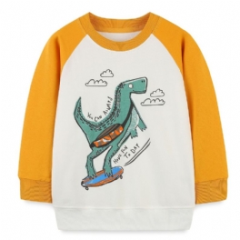 Pojkar Dinosaurie Tecknad Print Rund Hals Långärmad Tröja Sweatshirt Kläder