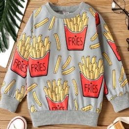 Pojkar French Fries Print Sweatshirt Pullover Barnkläder