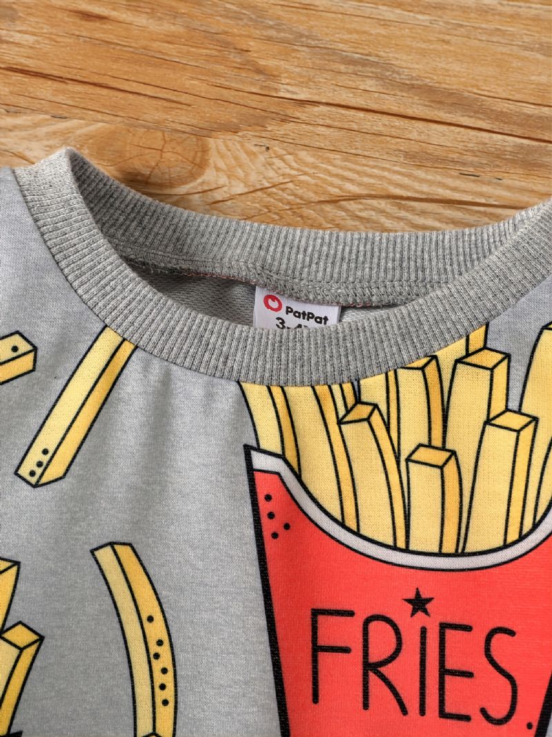 Pojkar French Fries Print Sweatshirt Pullover Barnkläder