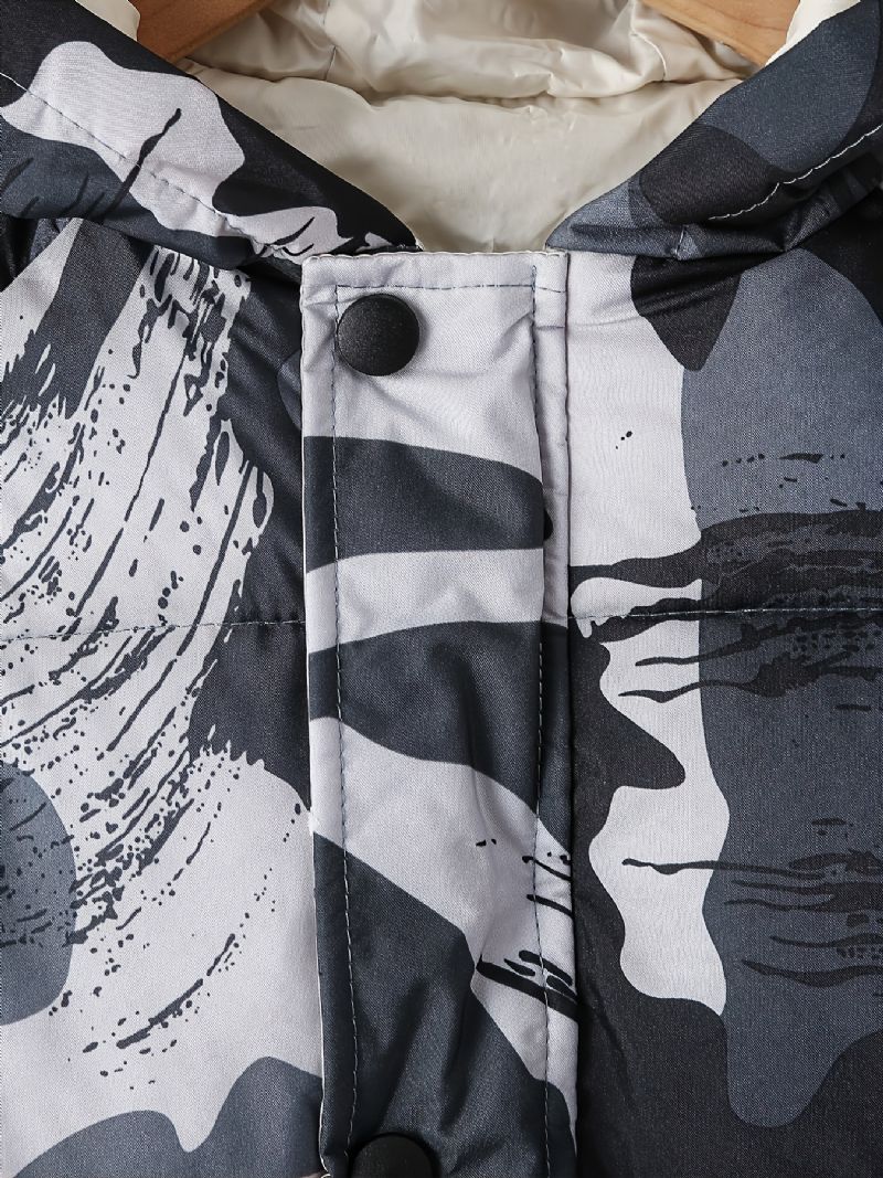 Pojkar Hooded Camo Puffer Kappa För Höst Och Vinter Ny