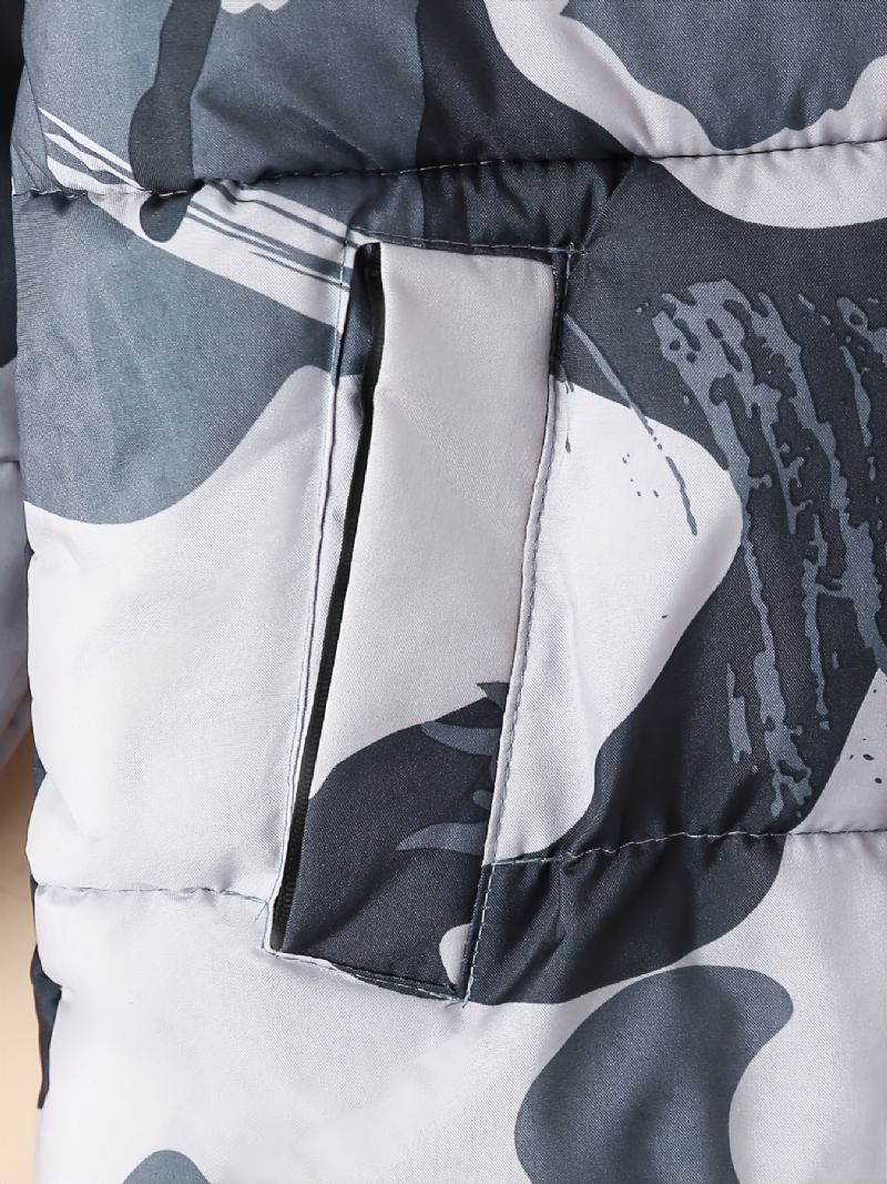 Pojkar Hooded Camo Puffer Kappa För Höst Och Vinter Ny
