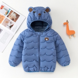 Pojkar Hooded Isolerad Puffer Kappa Med Cartoon Bear Design För Höst Och Vinter Ny