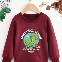 Pojkar Långärmad Tröja Höst Vinter Casual Tecknad Crocodile Mönster Sweatshirt Med Rund Hals