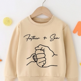 Pojkar Söt Casual Far + Son Print Pullover Sweatshirt Långärmad Besättningsringad Termotoppar För Vintern