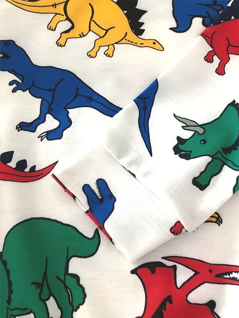 Pojkar Söt Casual Tecknad Tröja Med Dinosaurietryck Rund Hals Långärmade Toppar För Vintern