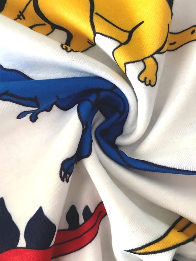 Pojkar Söt Casual Tecknad Tröja Med Dinosaurietryck Rund Hals Långärmade Toppar För Vintern