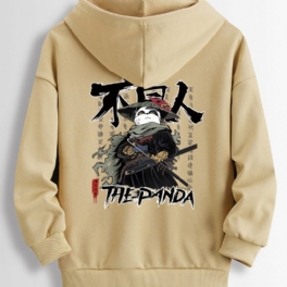 Pojkar Tecknad & Letter Panda Print Hooded Graphic Hoodie