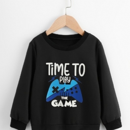 Pojkar Time To Game Print Pullover Sweatshirt Casual Crew Neck Långa Ärmar Termotoppar För Vintern
