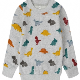 Popshion Autumn Winter Pojkar Casual Dinosaur Print Crew Neck Sweatshirt