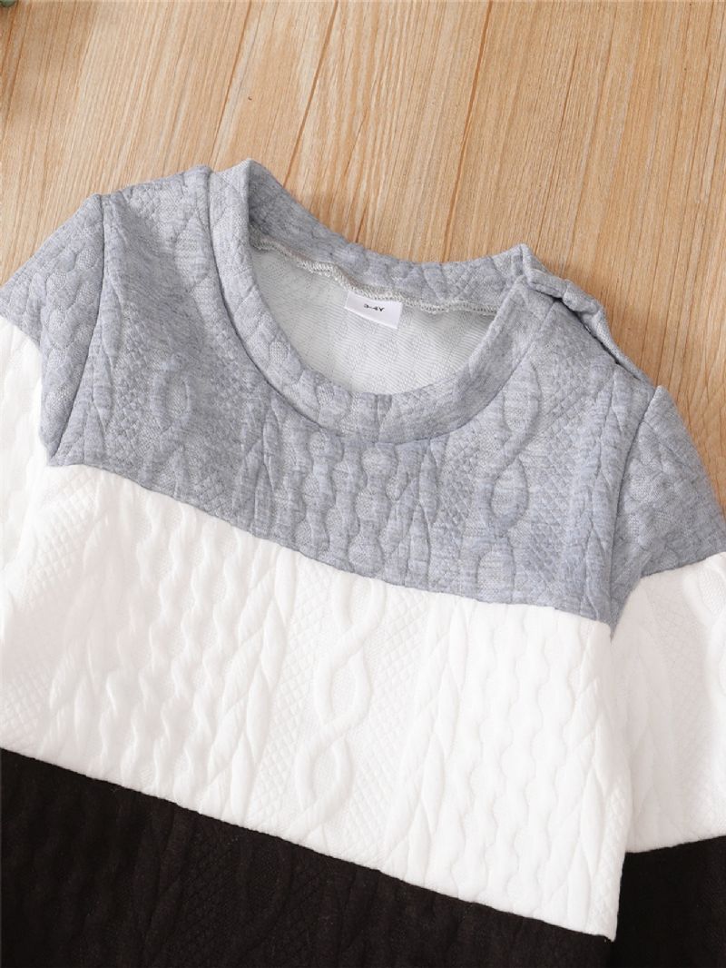Småbarn Barn Färg Kontrast Rundhalsad Långärmad Sweatshirt & Sweatpants Set