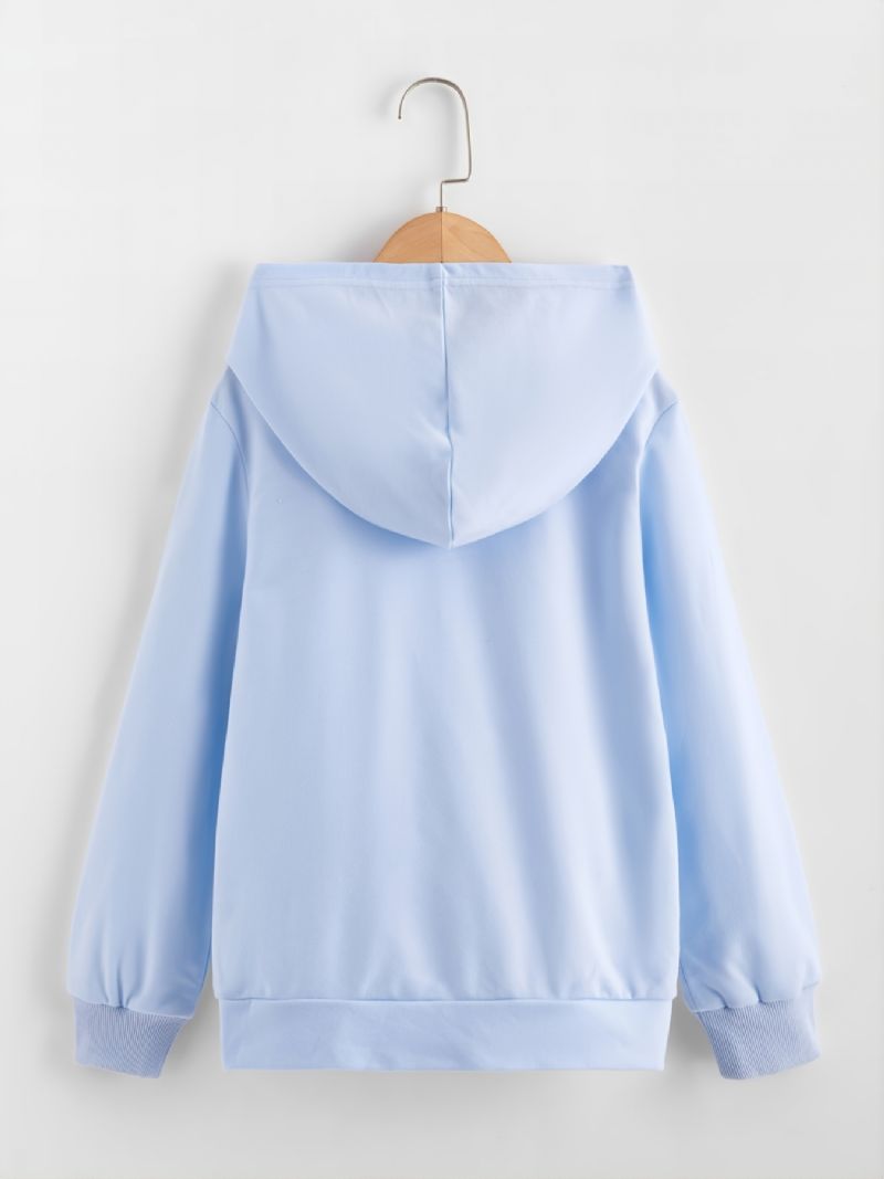 Småbarn Flickor Brevtryck Luvtröja Långärmad Pullover Sweatshirt Med Ficka Höst Vinter