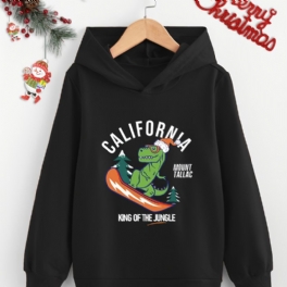 Småbarn Pojkar Dinosaur Print Hoodie Långärmad Pullover Sweatshirt Höst Vinter