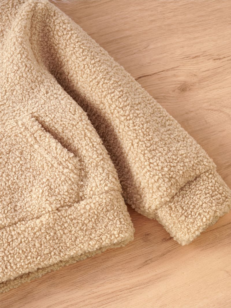 Småbarnsflickor Brevbroderad Luvtröja Polarfleece Långärmad Tröja Vinter