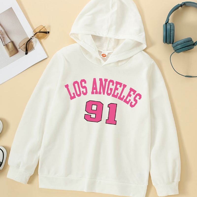 Tjejer Bokstavsnummer Print Långärmad Rundhals Hoodie Sweatshirt Kläder