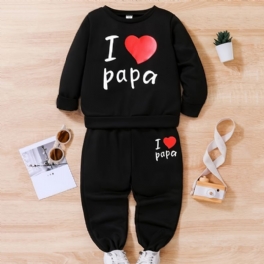 Tjejer I Love Papa Pullover Sweatshirt & Matchande Joggingbyxor Barnkläder