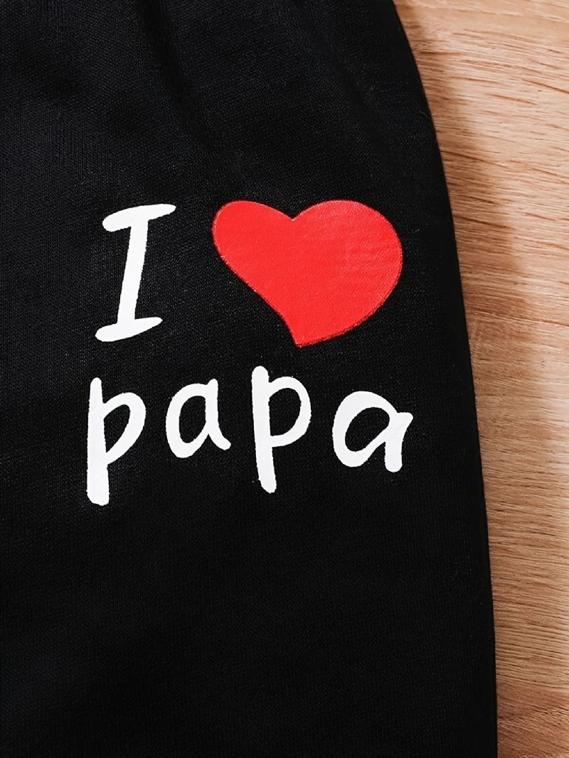 Tjejer I Love Papa Pullover Sweatshirt & Matchande Joggingbyxor Barnkläder