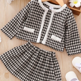 3 St Bebis Cardigan Houndstooth Långärmad Klänning