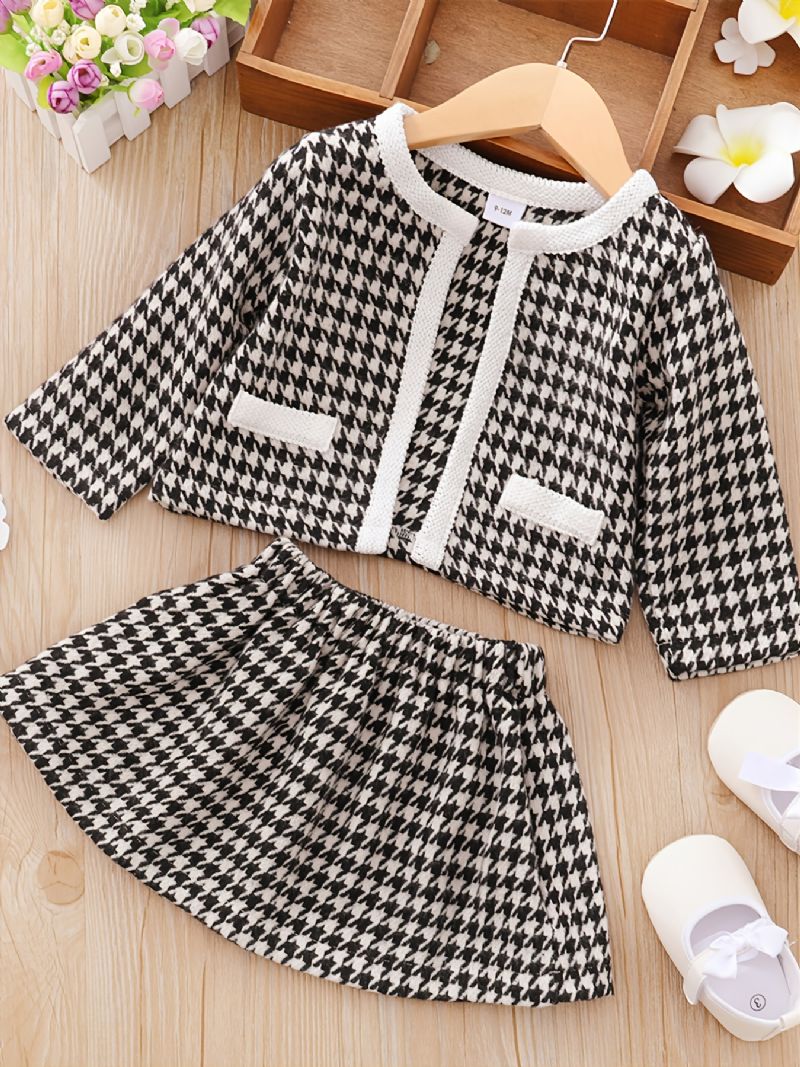 3 St Bebis Cardigan Houndstooth Långärmad Klänning