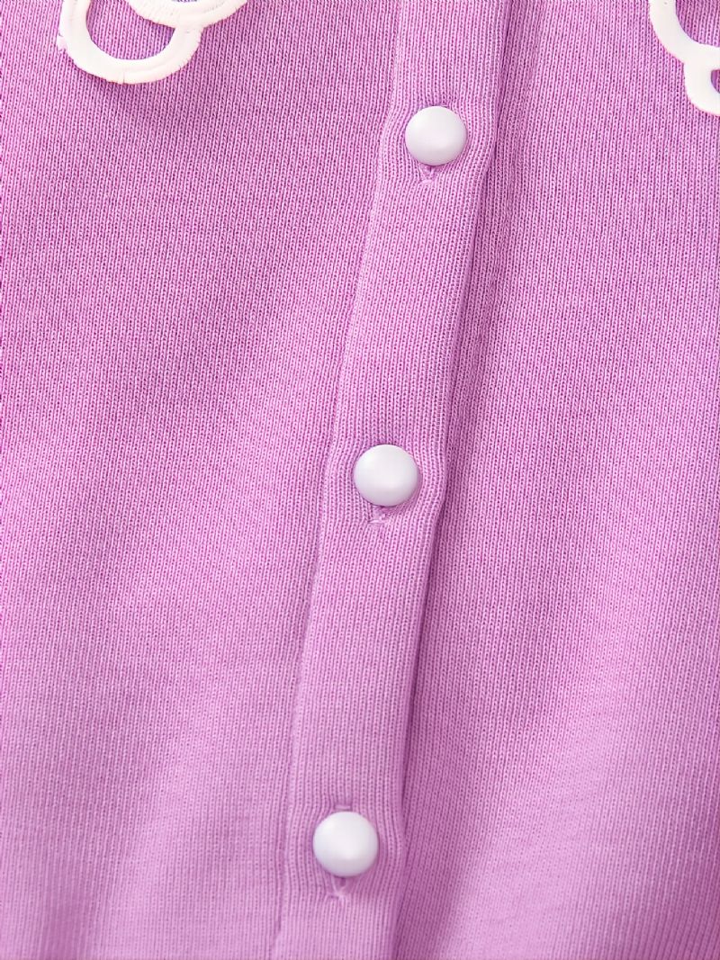 Barn Lapel Elegant Stickad Cardigan Långärmad Fleece Varm För Vintern