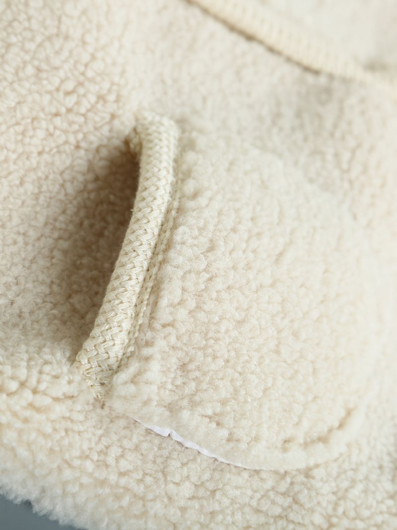 Bebis Flickor Pocket Fleece Varm Cardigan Väst Teddy Bear Dekor Barnkläder