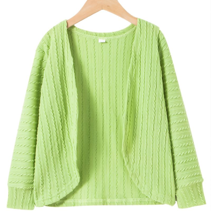 Flickor Green Twist Knit Long Sleeve Cardigan