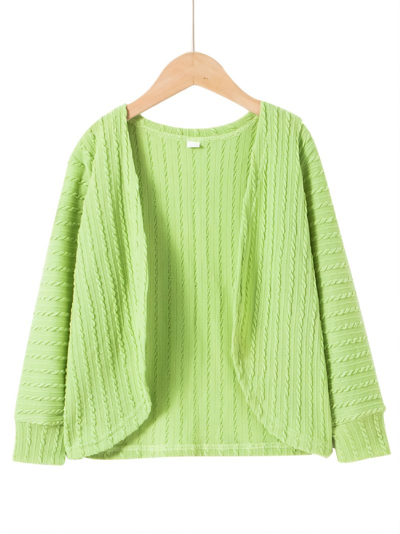 Flickor Green Twist Knit Long Sleeve Cardigan