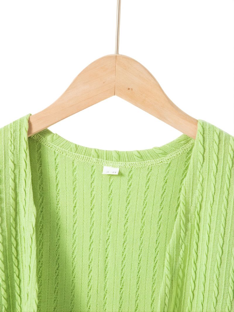 Flickor Green Twist Knit Long Sleeve Cardigan