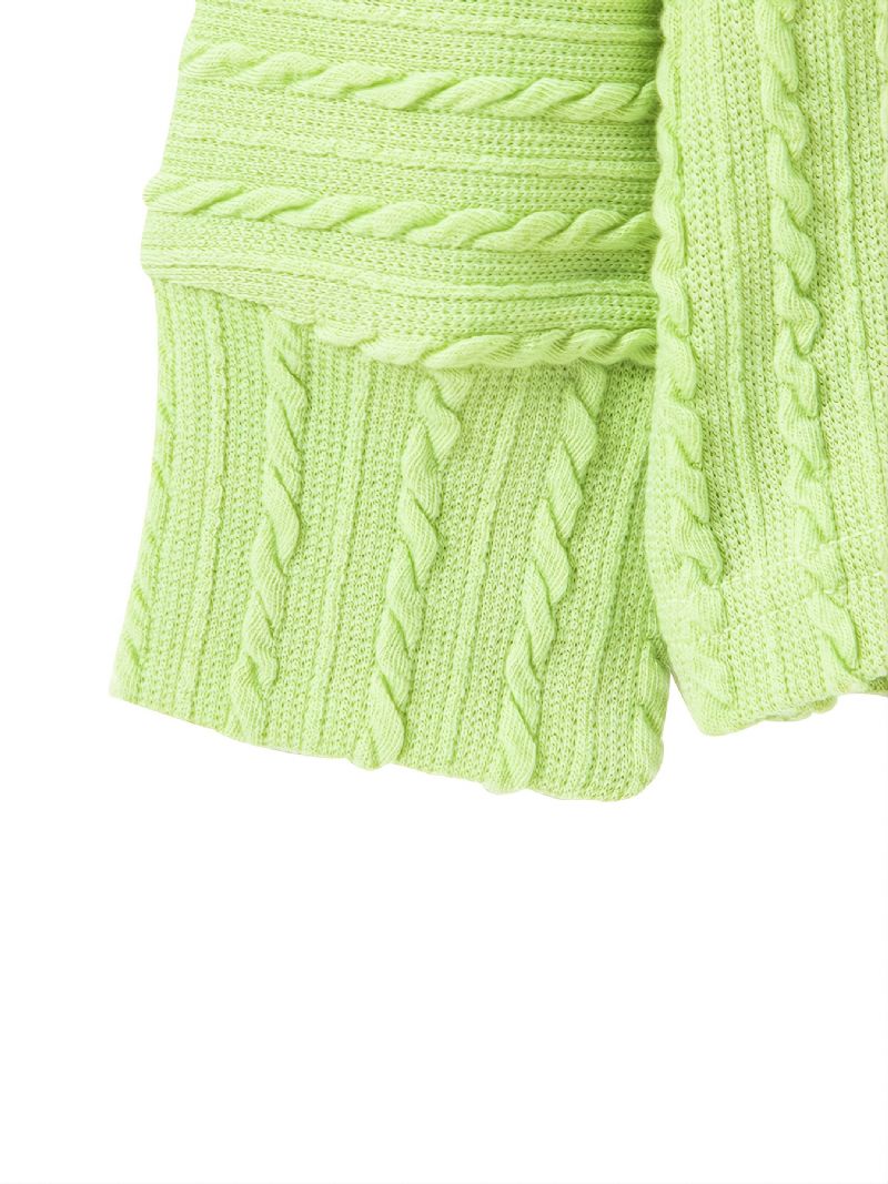 Flickor Green Twist Knit Long Sleeve Cardigan