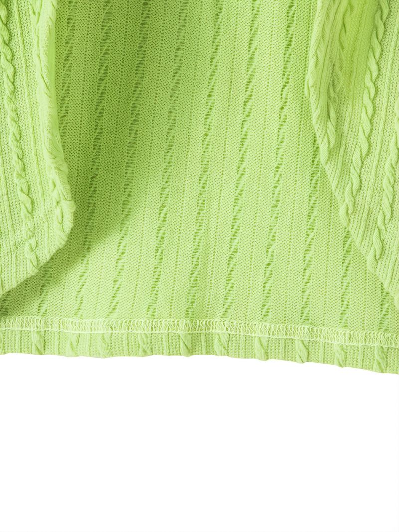 Flickor Green Twist Knit Long Sleeve Cardigan