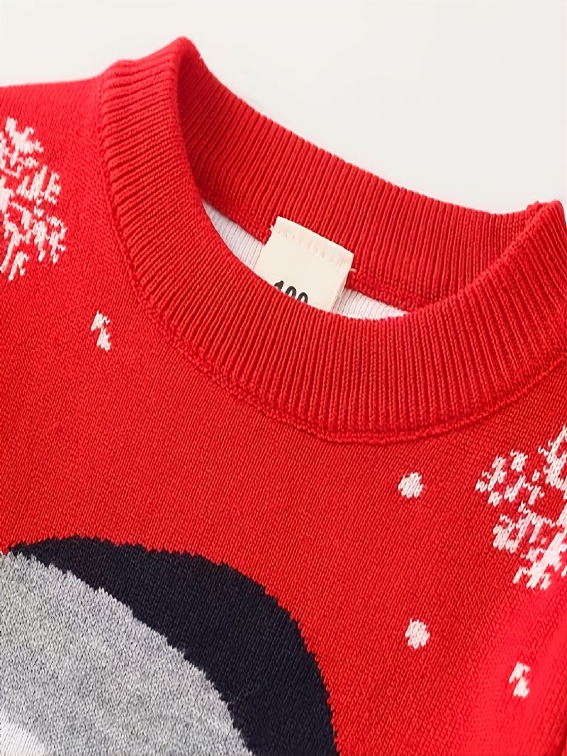 1st Flickor Casual Snowman Print Pullover Tröja Rundhals Långa Ärmar Termisk För Vinter Julfest
