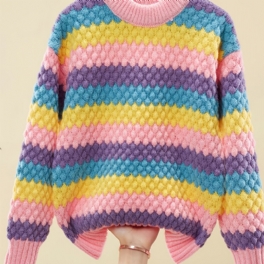 Barn Modeabla Casual Warm Stripe Stickad Pullover Tröja Höst Vinter