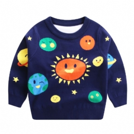 Barntröja Långärmad Rundhalsad Solar System Stickad Pullover För Pojkar Flickor Barnkläder