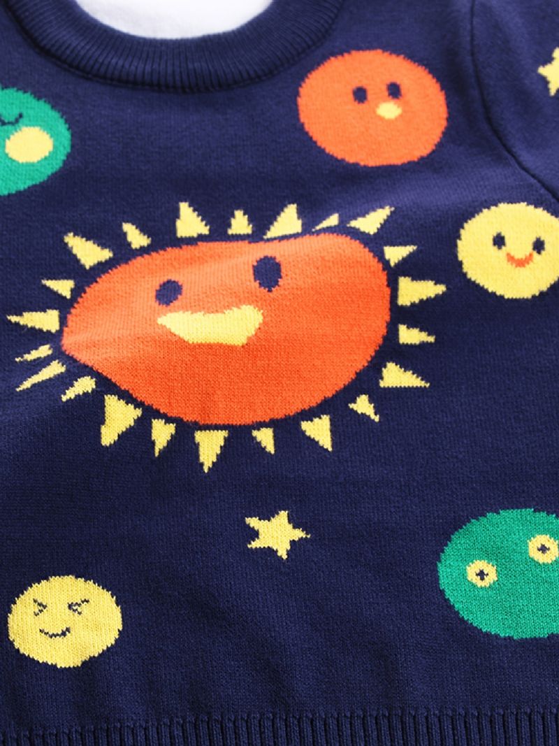 Barntröja Långärmad Rundhalsad Solar System Stickad Pullover För Pojkar Flickor Barnkläder