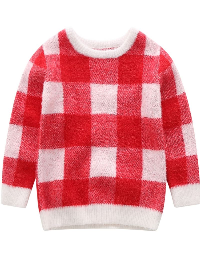 Bebis Flickor Geometriskt Mönster Preppy Pullover Barn Varm Tröja