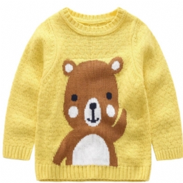 Bebis Flickor Pojkar Björn Tröja Rund Hals Stickad Casual Pullover
