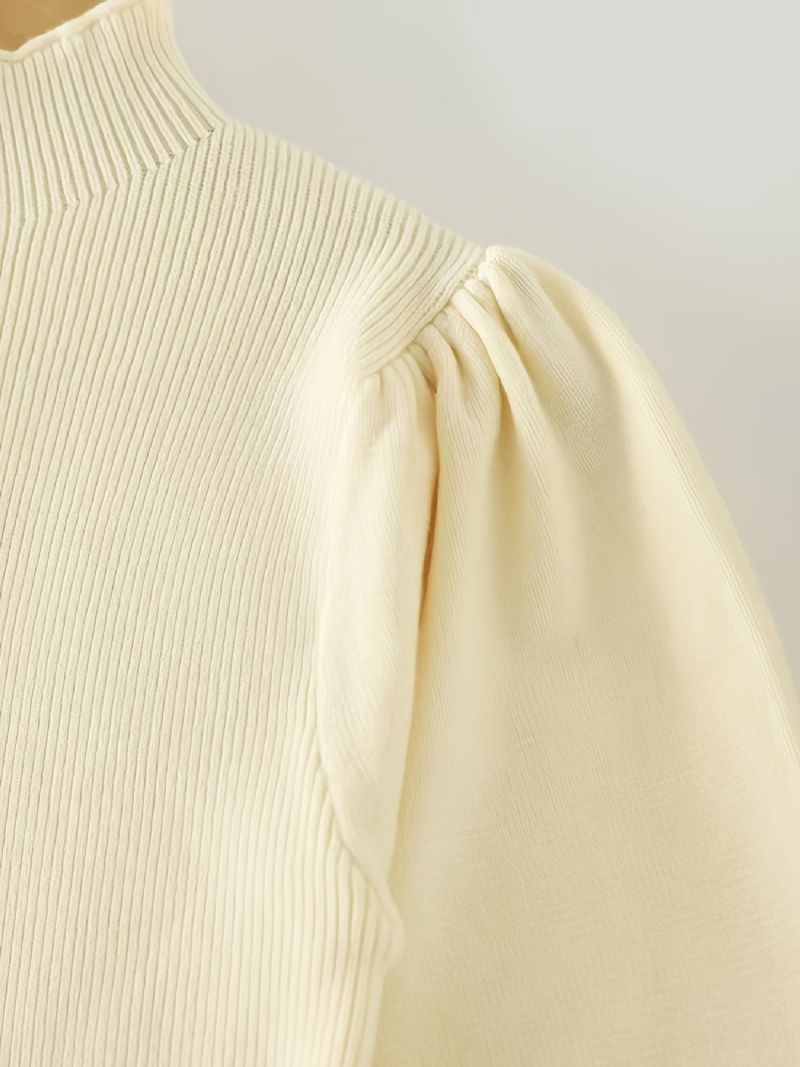 Bebis Flickor Puff Långärmad Höghalsad T-shirt Toppar Enfärgad Tröja Pullover Barnkläder