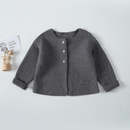 Bebis Pojkar Casual Woven Stickad Cardigan Sweater Ytterkläder För Vinter Mörkgrå