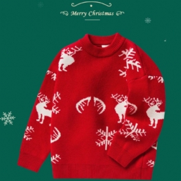 Christmas Pojkar Heart Mönster Röd Stickad Thermal Sweater