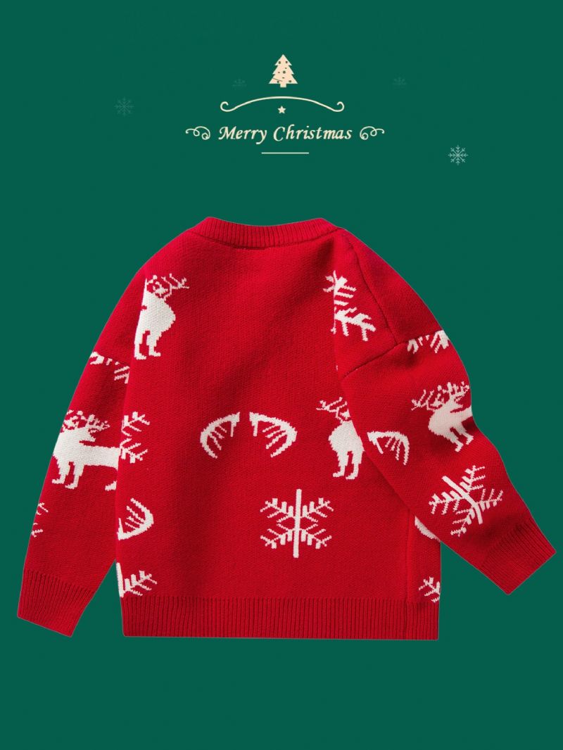Christmas Pojkar Heart Mönster Röd Stickad Thermal Sweater