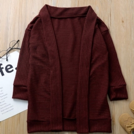 Flickor Casual Stickad Cardigan Sweater Ytterkläder Långärmad Termisk Solid