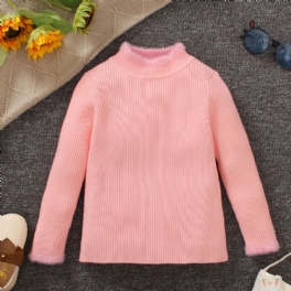 Flickor Stickad Randig Rosa Pullover Tröja Vinter